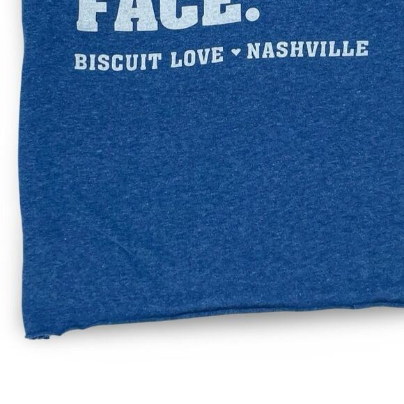Biscuit Love “Resting Brunch Face” Tee Small Blue Unisex Nashville Graphic Shirt - Picture 5 of 9